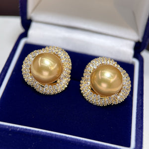 Natural Golden Pearl Stud Earrings