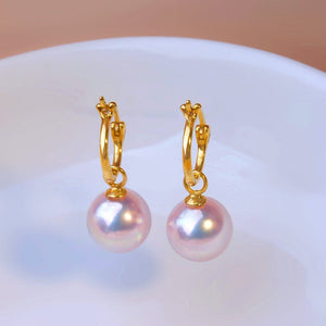 Japanese Akoya Pearl Drop Earrings in 18K Gold