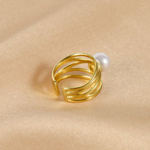 Akoya Pearl Entwined Open Ring