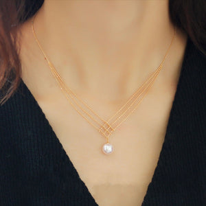 Japanese Akoya Pearl Lace Necklace in 14k Gold