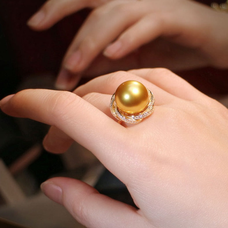 Natural Champagne Pearl Open Ring