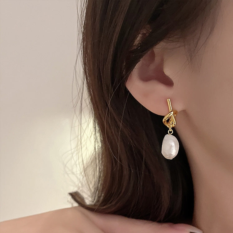 White Baroque Pearl Drop Earrings