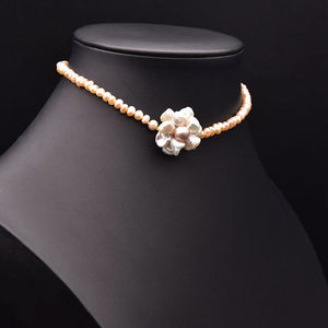 Hand Wrapped Natural Flower Pearls Necklace