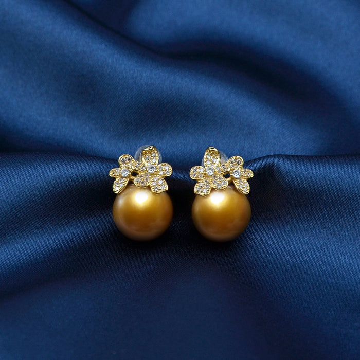 Natural Champagne Pearl Stud Earrings