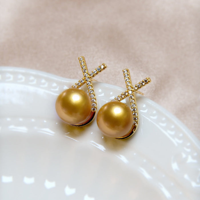 Natural Champagne  Pearl Stud Earrings