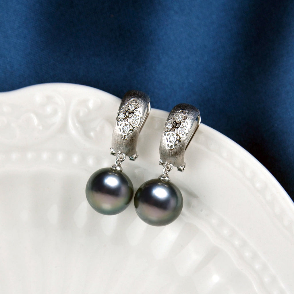 Natural Peacock Green Pearl Hoop Earrings