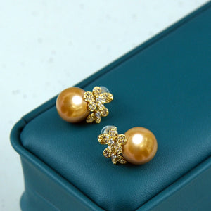 Natural Champagne Pearl Stud Earrings