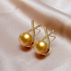 Natural Champagne  Pearl Stud Earrings