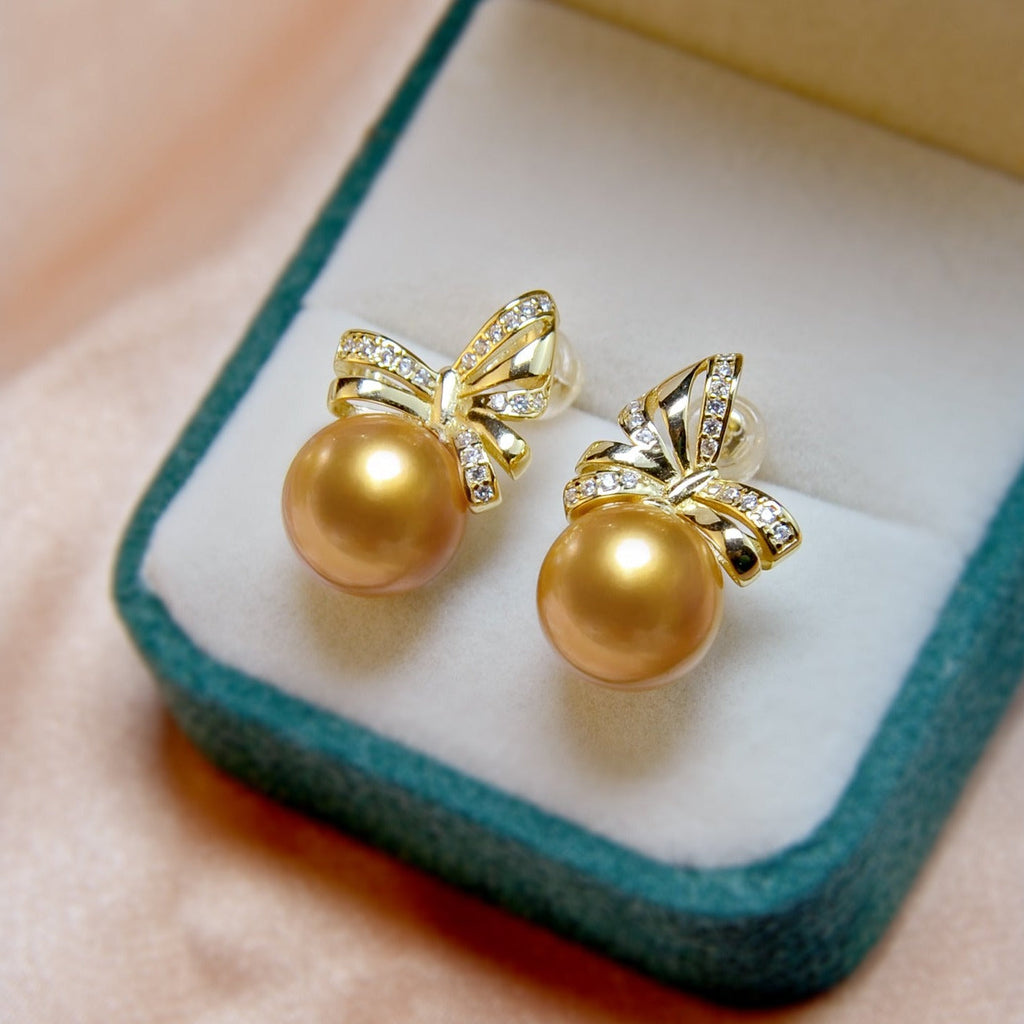Natural Champagne Pearl Stud Earrings
