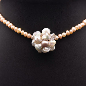 Hand Wrapped Natural Flower Pearls Necklace