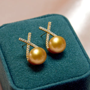 Natural Champagne  Pearl Stud Earrings