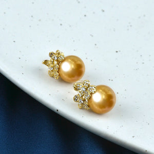 Natural Champagne Pearl Stud Earrings