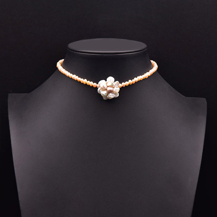 Hand Wrapped Natural Flower Pearls Necklace