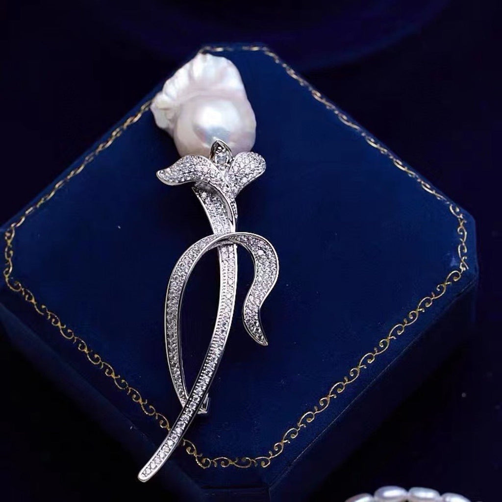 Natural Baroque Pearl Brooch