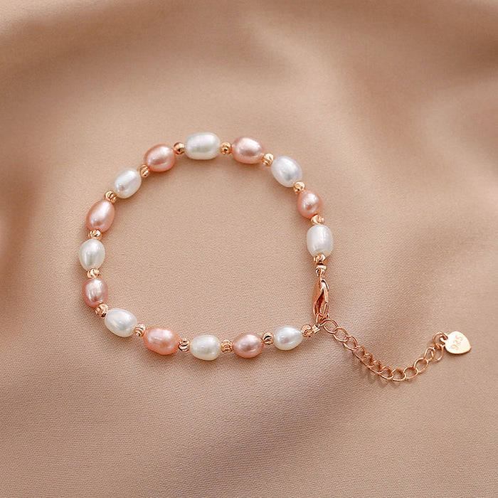Pink & White Baroque Pearl Bracelet
