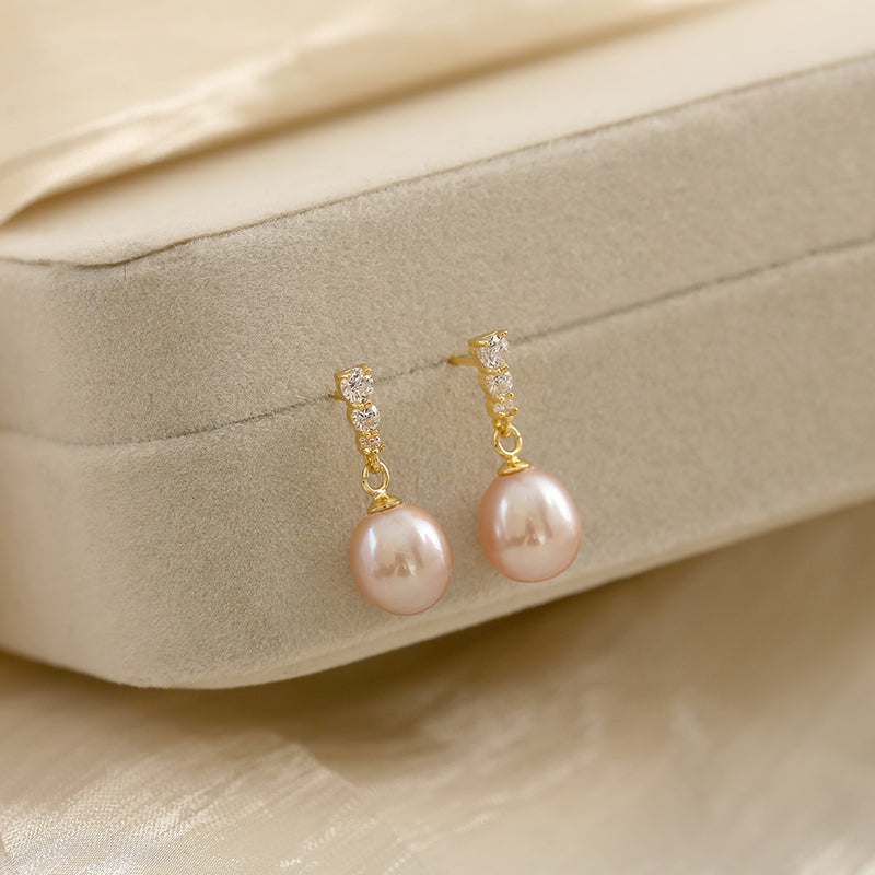 Freshwater Pearl Stud Drop Earrings