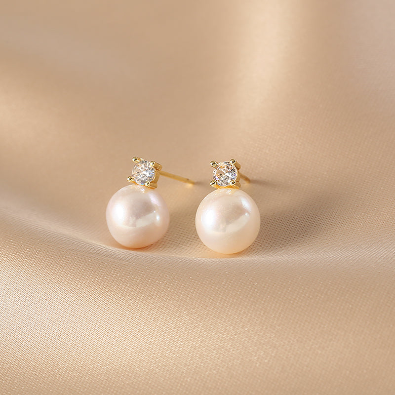 White Pearl Stud Earrings