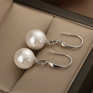 Freshwater White Pearl Hoop Earrings