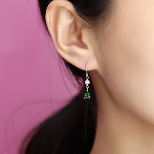 Emerald & Pearl Hoop Earrings