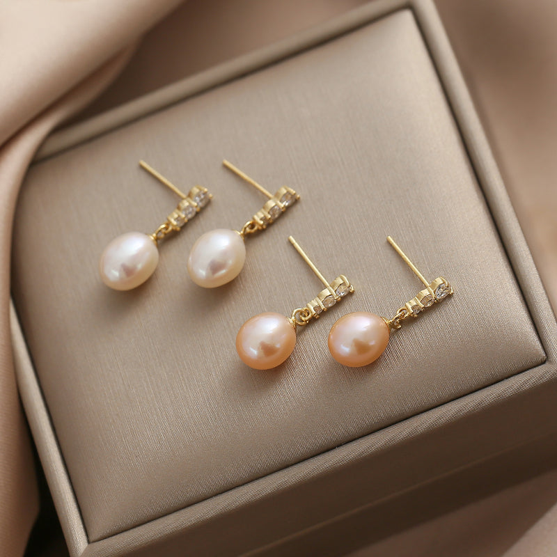 Freshwater Pearl Stud Drop Earrings