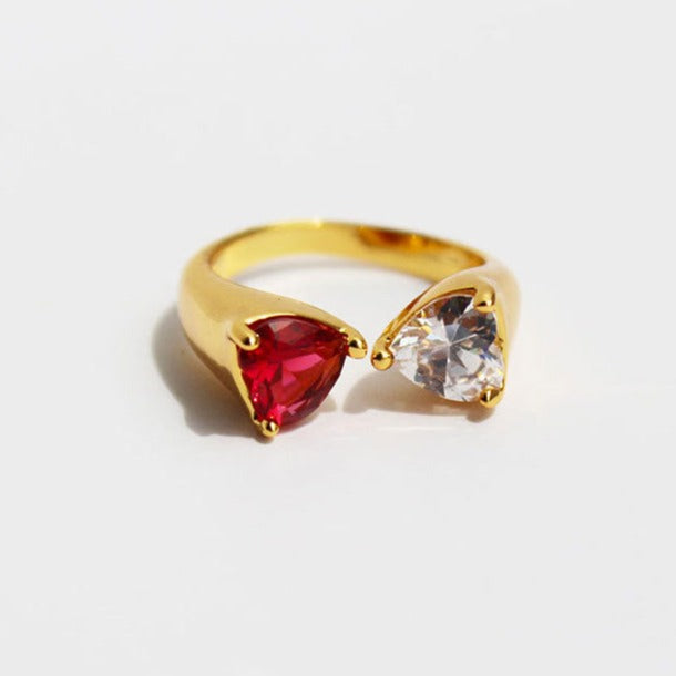 Garnet & Lab-diamond 18k Gold Open Ring