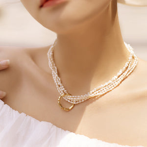White Baroque Pearl Necklace Four Strands