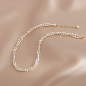 Double Strands Freshwater White Pearl Necklace