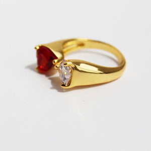 Garnet & Lab-diamond 18k Gold Open Ring