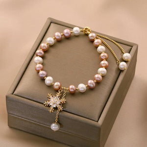 Freshwater Pearls & Lab-diamonds Bracelet