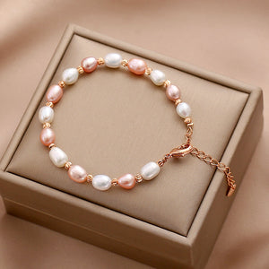 Pink & White Baroque Pearl Bracelet