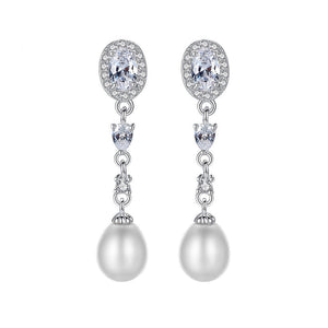 Freshwater Pearl & Lab Grown Diamond Drop Earrings