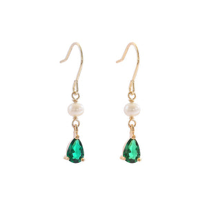 Emerald & Pearl Hoop Earrings