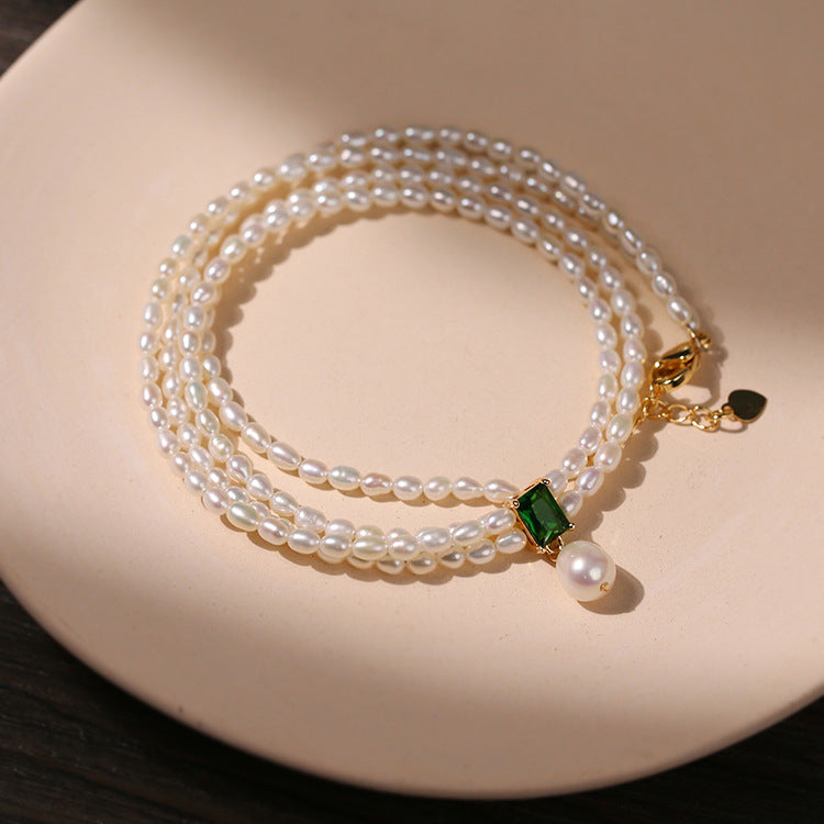 Emerald Gems and Pearls Choker Necklace