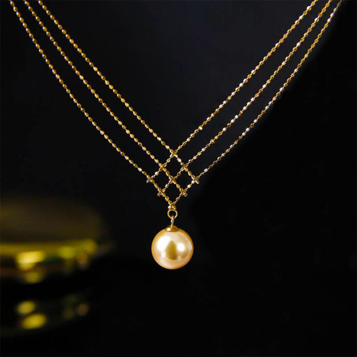 Natural Golden Pearl Lace Necklace in 14k Gold