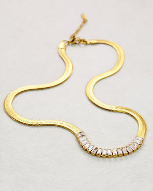 18k Gold Bold Herringbone Chain Necklace