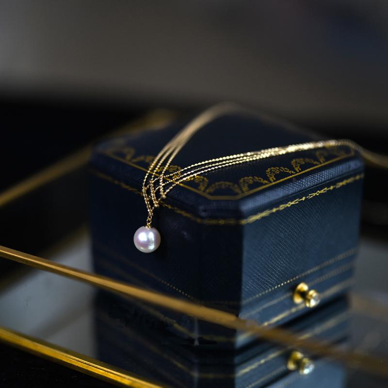 Japanese Akoya Pearl Lace Necklace in 14k Gold