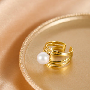Akoya Pearl Entwined Open Ring